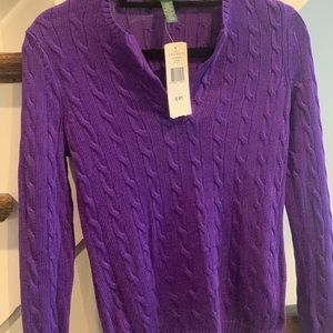 NÉW Lauren Ralph Lauren purple v-neck sweater